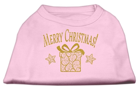 Golden Christmas Present Dog Shirt Light Pink Sm